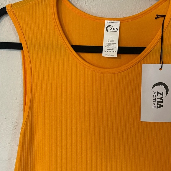 Zyia Women's Orange Ribbed Tank Top - Picture 2 of 4